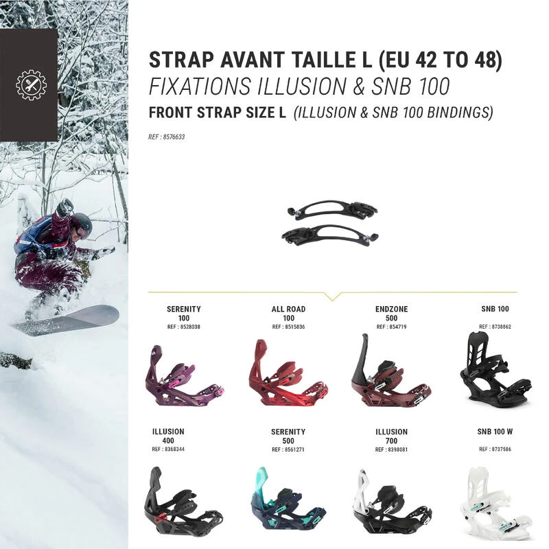 2 Straps Orteil Pour 1 Paire De Fixations De Snowboard Wedze Taille L (42/48) – Image 2
