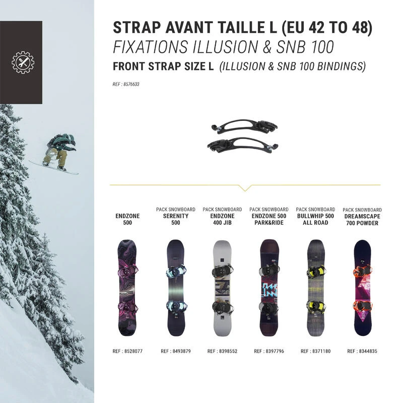 2 Straps Orteil Pour 1 Paire De Fixations De Snowboard Wedze Taille L (42/48) – Image 3