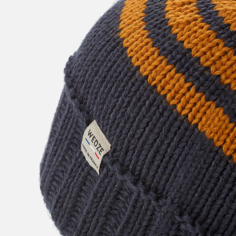 WEDZE BONNET DE SKI GRAND NORD ADULTE MADE IN FRANCE - BLEU MARINE, OCRE â Image 3