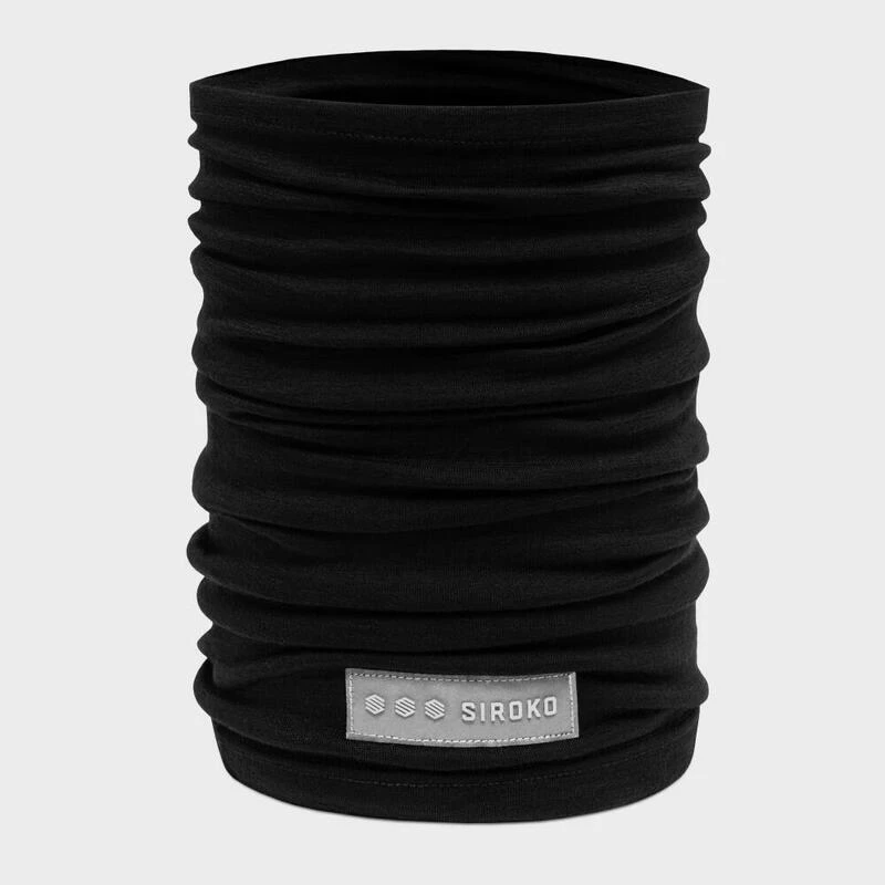 Cache-cou Vélo En Laine Mérinos Cyclisme Homme Et Femme SRX Whirlwind Noir