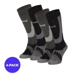 Chaussettes De Ski Xtreme Unisexes Noires (4-PACK)