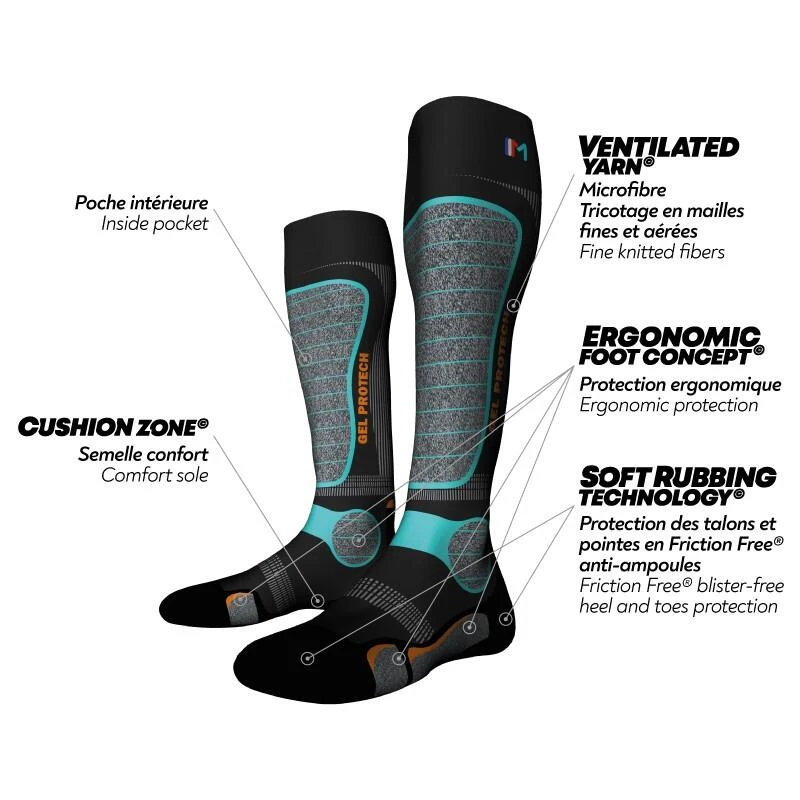 Monnet GelProtech Ski Chaussettes De Ski Avec Protection Du Tibia Sans La Plaque De Gel â Image 5