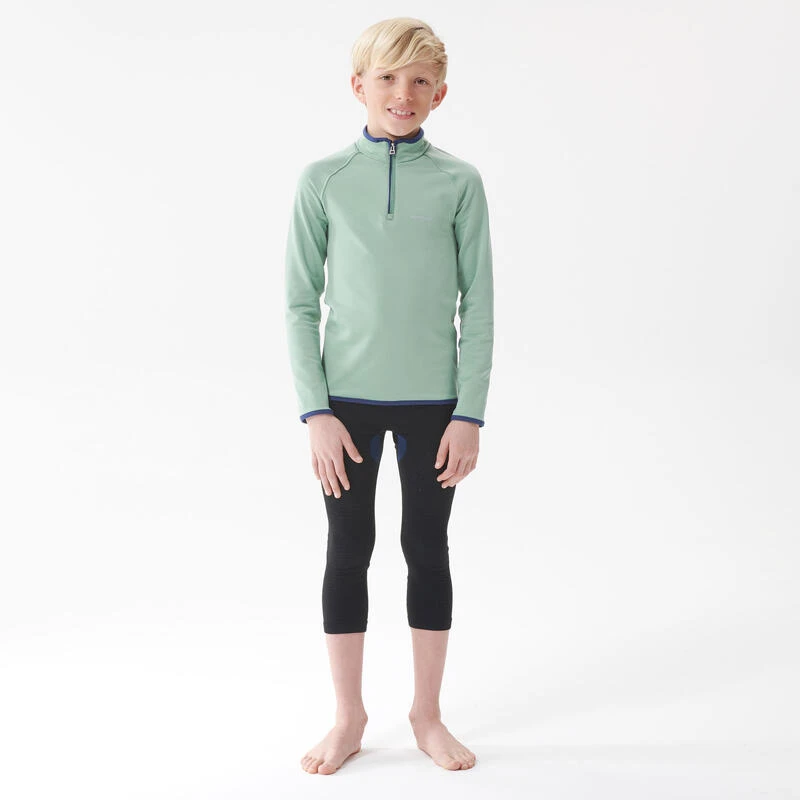 WEDZE Sous-vêtement De Ski Enfant FRESHWARM 1/2 Zip Haut Vert D'eau – Image 2