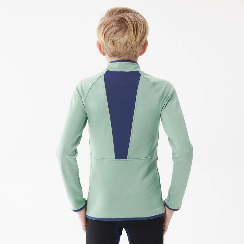 WEDZE Sous-vêtement De Ski Enfant FRESHWARM 1/2 Zip Haut Vert D'eau – Image 3