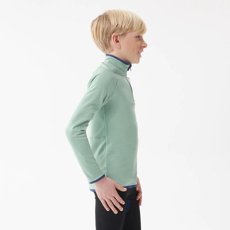 WEDZE Sous-vêtement De Ski Enfant FRESHWARM 1/2 Zip Haut Vert D'eau – Image 4