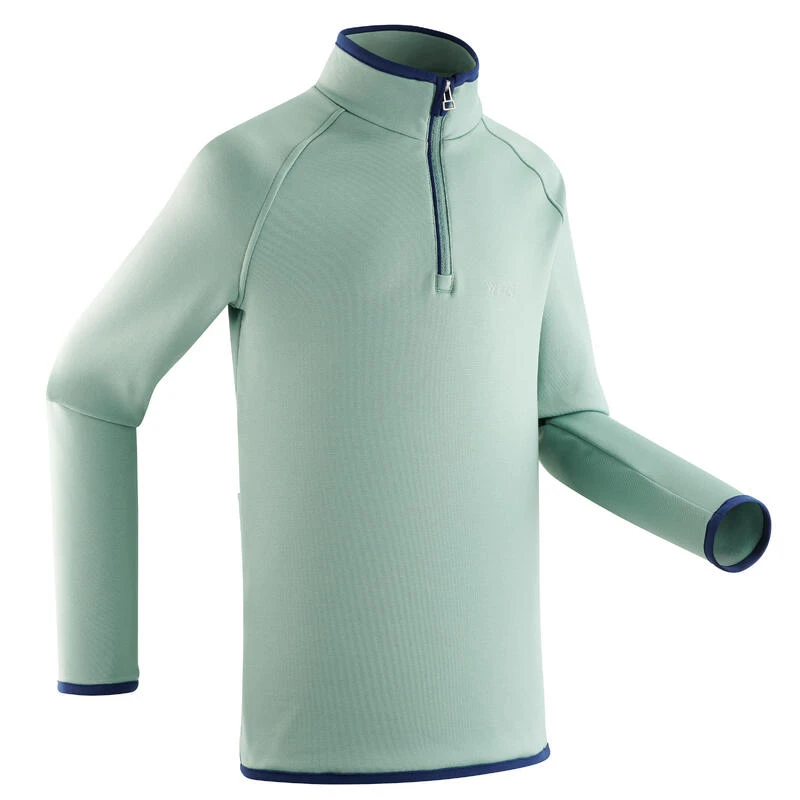 WEDZE Sous-vêtement De Ski Enfant FRESHWARM 1/2 Zip Haut Vert D'eau