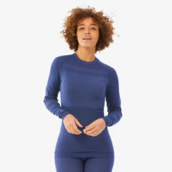 WEDZE Sous-vêtement De Ski Femme BL 180 Seamless Haut - Bleu Foncé