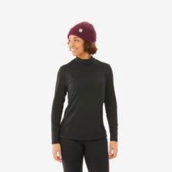WEDZE SOUS-VÊTEMENT DE SKI FEMME BL 500 HAUT - NOIR