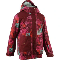 WEDZE Veste Ski Enfant Fille EVOSTYLE Imprimé Et Bordeaux
