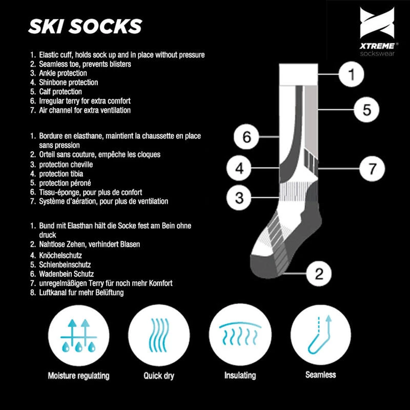 Xtreme Chaussettes De Ski Unisexe Lot De 6 Multi-marine â Image 6